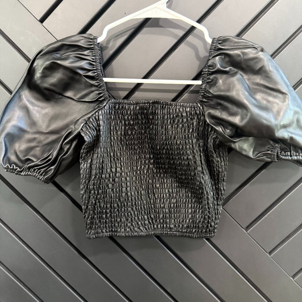 Faux Leather Top size small